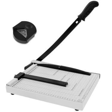 Imagem de Cortador de papel de guilhotina, aparador de papel resistente com capacidade para 12 folhas, aparador de papel de aço carbono com trava de lâmina para artesanato, cartolina, projetos de arte, 34 x 25