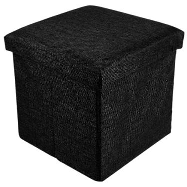 Imagem de Caixa dobrável de caixa de brinquedo em cubo, apoio para os pés, banco de descanso para os pés, banco de descanso de linho, banco de algodão, banco de armazenamento, à prova respirável, banco de