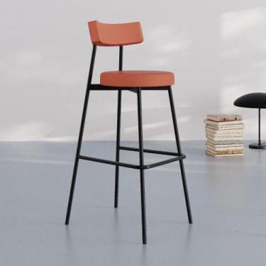 Imagem de Banqueta Alta Stout Revestimento Sintético Est.Preta - Metalig