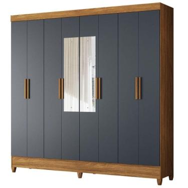 Imagem de Guarda Roupa Casal Espelho 8p 204 Cm Marajo Freijo Cinza Moval