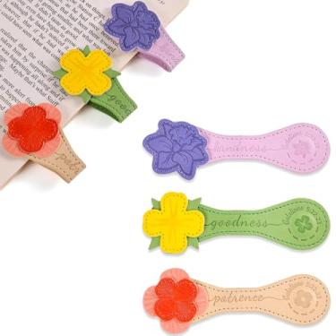 Imagem de 3 marcadores magnéticos de couro Fruit of Spirit, padrões florais (bondade da paciência) de gálatas, marcadores magnéticos de página, dupla face, para amantes de livros, adultos, estudantes