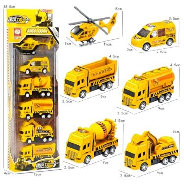 Imagem de Kit 6 Carrinhos Brinquedo Miniaturas Bombeiro Exercito Construção (AMARELO)