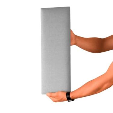 Imagem de Cabeceira Estofada Linho 20x60 Design Aconchegante Quarto Cama Solteiro Casal Queen King Moderno Modular Personalizável(Cinza Claro,King (10 peças))