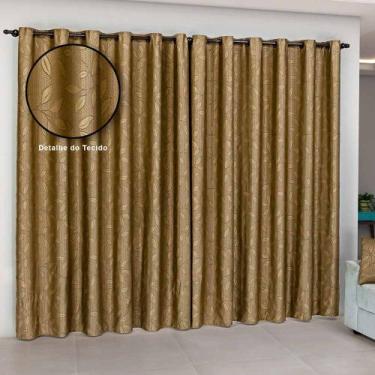 Imagem de Cortina Atena 4m x 2,80m Jacquard Semi Blackout Dourado - Imperial Mod
