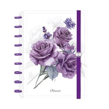 Imagem de Planner Iscool Disc 2026 Inteligente Datado Floriografia Branco Rosas Lavanda