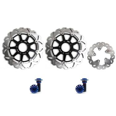 Imagem de Arashi Discos de freio dianteiros traseiros rotores com parafusos de montagem para Suzuki Hayabusa GSX1300R 1999-2007 Gen 1, peças de acessórios de reposição de motocicleta