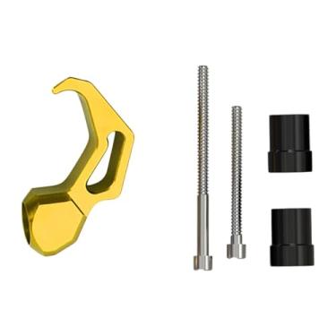 Imagem de QccHieUs Ganchos dianteiros para motocicleta, ganchos de liga de alumínio resistentes e fáceis de instalar para scooters elétricos, para suporte de capacete, Ouro