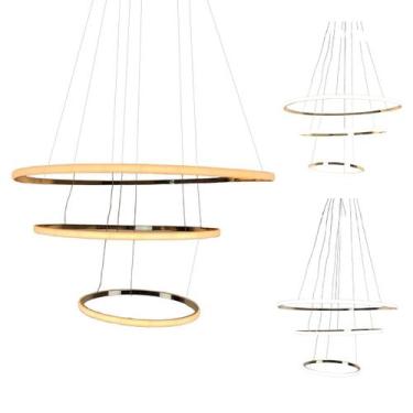 Imagem de Luminaria Pendente 3 em 1 Led Aneis Arco Perfil Infinito Lustre Ajusta