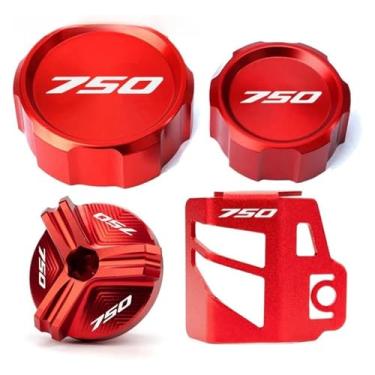Imagem de Tampa de enchimento de óleo da tampa do reservatório de freio dianteiro traseiro da motocicleta compatível com Z750 Z 750 Z750S 2005 2006 2007 2008 2009 2010 2011 2012 (4-vermelho)