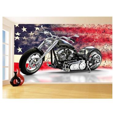 Imagem de Papel De Parede 3D Moto Custom Chopper Viagem 3,5M Bkm112