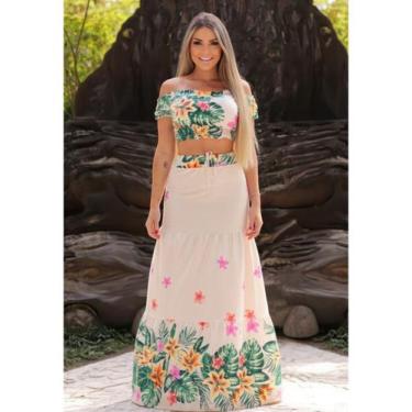 Imagem de Conjunto Saia Longo e Top Ciganinha - luh may, Bege, P