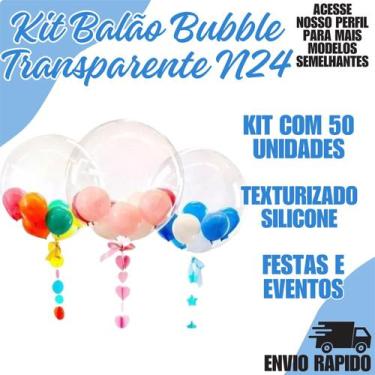 Imagem de Balão Bubble Bolha Transparente 24 Pol Pacote Com 50 Und - Crgfestas