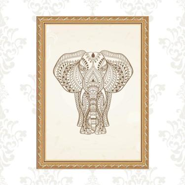 Imagem de Quadro Moldura Dourada Elefante Indiano 45X34Cm