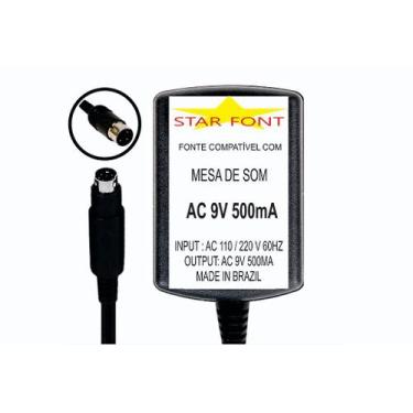 Imagem de Fonte AC 9VAC 500mA Bivolt para Mixer Mackie Compact Mix - Starfont