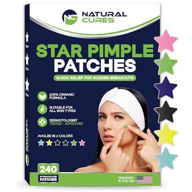 Imagem de Adesivos de espinhas de estrela para o rosto – adesivos hidrocolóides para acne para alívio rápido de espinhas e manchas, adesivos invisíveis que permanecem a noite toda, suaves para todos os tipos de