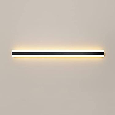 Imagem de Luminária de parede linear LED preta moderna, luminária de parede de 31,5 polegadas, luminária de parede longa minimalista, luzes de parede internas para sala de estar, quarto e corredor (co