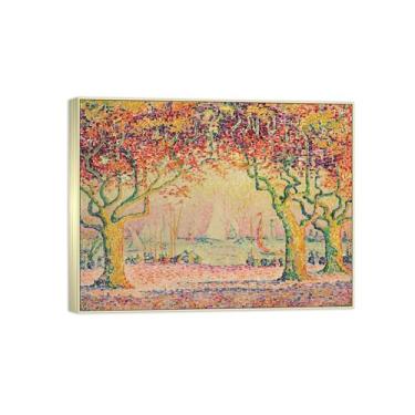 Imagem de BMZFYBS Impressão em tela famosa pintura de paisagem arte de parede - becos - pôster de moldura prata para decoração de casa 70 x 90 cm 27 x 35 pol