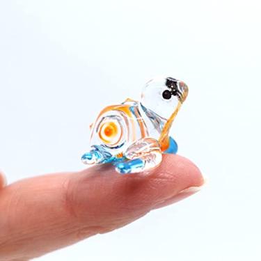 Imagem de Sansukjai Turtle Sea Tiny Figurines Hand Blown Glass Art Animals Collectible Gift Home Décor(Blue Orange)