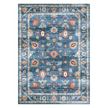 Imagem de Gertmenian Tapete de área lavável e fácil de cuidar para ambientes internos – 3 x 5 pequeno, ideal para áreas de alto tráfego na sala de estar, quarto, entrada – azul casper, 23223
