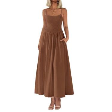 Imagem de Vestido longo feminino PRETTYGARDEN, com blusa, verão 2025, marrom