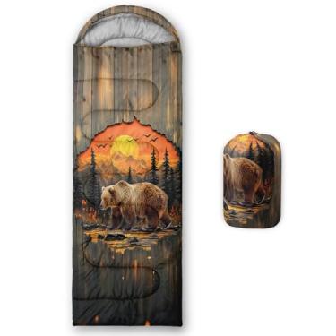Imagem de AILONEN Sacos de dormir rústicos de urso, leves e à prova d'água, clima quente e frio, sacos de dormir de caça à vida selvagem para crianças, meninos, meninas, adultos viajando, ao ar livre