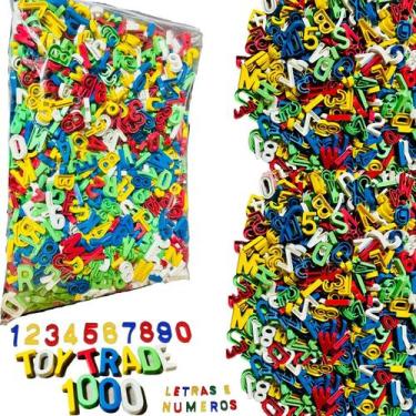 Imagem de Sacola Alfanumérica Toy Trade 1000 Letras e Números Coloridos Alfabeto