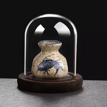 Imagem de WOTZOV Dispensador de palitos de dentes, frasco de cerâmica retro para palitos de dentes, criativo, para casa, para guardar fio dental, cotonetes de algodão, palitos de dentes para aperitiv, B