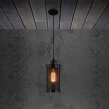 Imagem de YQSLQZZ Lustre de malha preta, luminária pendente de casa de fazenda industrial vintage, iluminação decorativa de ilha de cozinha de restaurante, luzes de teto suspensas, para pia de corredor e café