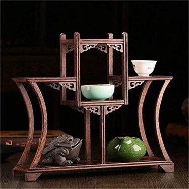 Imagem de Prateleira de flores para plantas, suporte de flores vintage, de madeira maciça, suporte de exibição, asa de frango, multitesouro, acessórios para exibição/organizadores