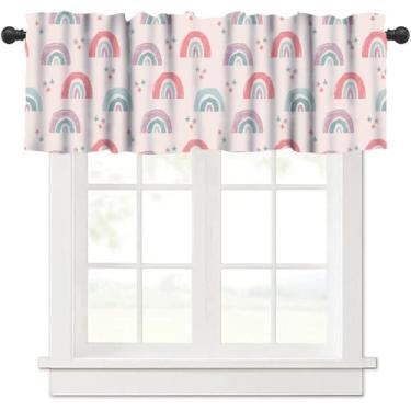 Imagem de SHElifestyle Saia de cortina boho arco-íris, lindo desenho animado colorido nuvem estrelas adorável decoração de janela boêmio para crianças, meninas, meninos, berçário, quarto, sala de estar 137 x 45
