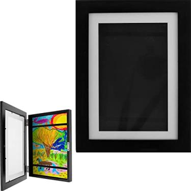 Imagem de Moldura de arte infantil, 2 peças, moldura de abertura frontal A4, moldura de arte infantil com alça fixa e mutável, moldura de armazenamento para até 100 obras de arte para desenho de artesanato de