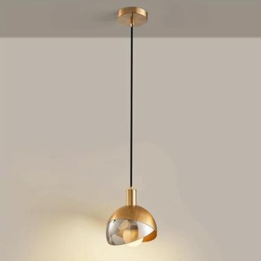 Imagem de YQSLQZZ Luminária pendente pequena dourada moderna, iluminação decorativa de cabeceira, luzes de teto suspensas, sala de jantar, cozinha, ilha, vintage, para casa de fazenda, para pias de corredor