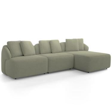Imagem de Sofá 4 Lugares com Chaise Direito Sala Living 294cm Arlo F04 Bouclê Ol