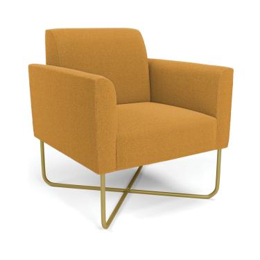 Imagem de Poltrona Sala Base X Industrial Dourado Marisa Bouclê Mostarda D03 - D'Rossi