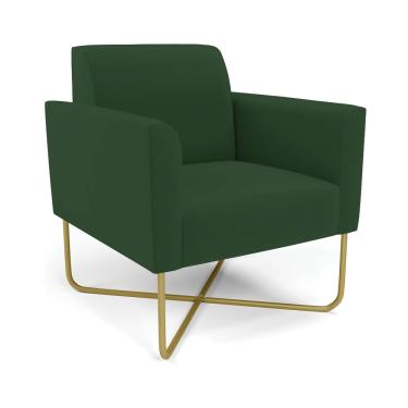 Imagem de Poltrona Base X Industrial Dourado Marisa Veludo Verde  D03 - D'Rossi