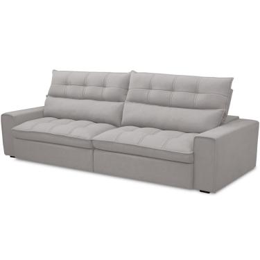 Imagem de Sofá Retrátil Reclinável Para Sala de Estar Living 290cm Dimas F04 Veludo Cinza - Lyam Decor