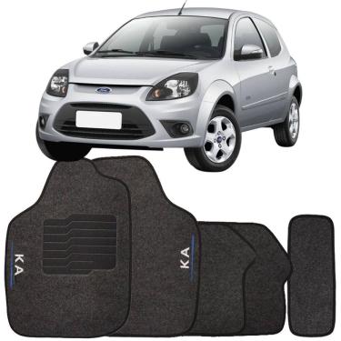 Imagem de Tapete Carpete Ford Ka 1996 à 2013 Grafite Logo Bordado Jogo 5 Peças Ecotap S3634 Automotivo Soft