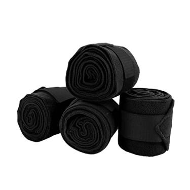 Imagem de Pssopp Envoltórios de Perna de Cavalo, Ataduras de Compressão Autoadesivas de Material de Flanela para Treinamento e Exercício de Suporte de Perna (Preto)