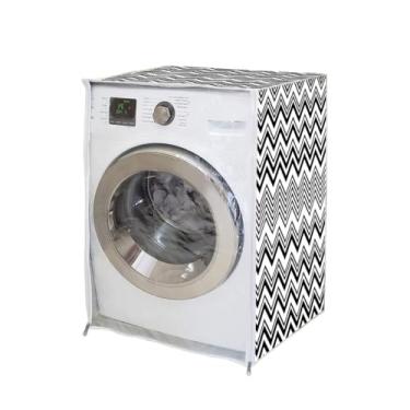 Imagem de Capa Protetora de Maquina de Lavar Flanelada Abertura Frontal Com Visor Transparente Várias Cores (Zig Zag)
