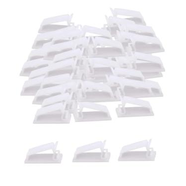 Imagem de KiBcsLic 50 peças de clipes de cabo, clipes de gerenciamento de cabos para debaixo da mesa, suportes de parede resistentes ao desgaste para fios elétricos de, Branco