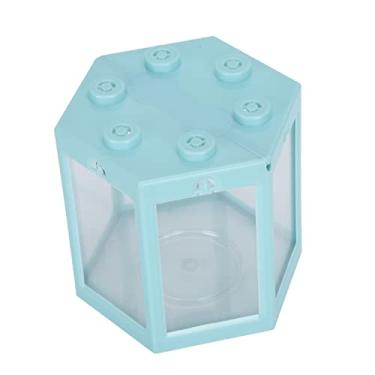 Imagem de YOUTHINK Crianças Peixes Leves Mini Tanque de Peixes Hexágono Plástico Pequeno Aquário para Betta e Dourados 4.7in Portátil Decoração para Casa (Azul)