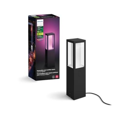 Imagem de Philips Hue Impress Luz de pedestal externa (baixa volt), (400 x 100 polegadas) luz branca e colorida, controle de voz com Alexa, Apple Home e Google Assistant, ponte necessária?