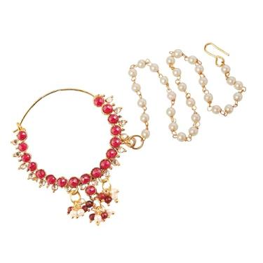 Imagem de Touchstone Joias nupciais indianas Bollywood Desire Designer Nath (acessório nose) em tom dourado para mulheres., 2 inches, Strass, Sem Pedra Preciosa