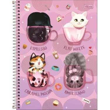 Imagem de Tilibra - Caderno Espiral Capa Dura Universitário 1 Matéria Purrfect Cats 80 Folhas - Xicaras E Gatos