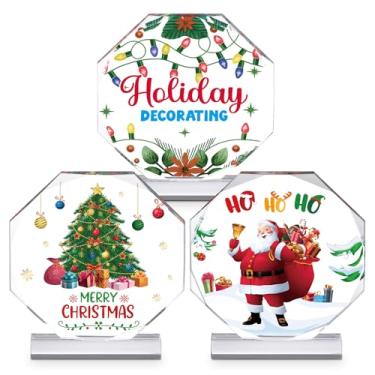 Imagem de Huquary 3 peças de Troféus de Decoração de Férias com Base 13 cm Feliz Natal Concurso de Troféu Acrílico Prêmio Medalha Decorações de Natal para Artigos de Festa de Natal, 3 Estilos