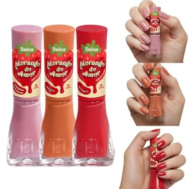 Imagem de Kit 6 Esmaltes Dailus Coleção Morango do Amor Esmalte Com Cheirinho (Kit 3 Cores)