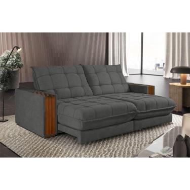 Imagem de Sofá Retrátil Berlim 2,10m 3 Lugares Molas Ensacadas Txr Cinza