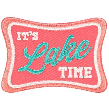 Imagem de Boné vintage de caminhoneiro com remendos de ferro - It's Lake Time, emblemas de chapéus bordados engraçados, apliques DIY para mochilas, chapéus de caminhoneiro, arreios para cães, coletes militares