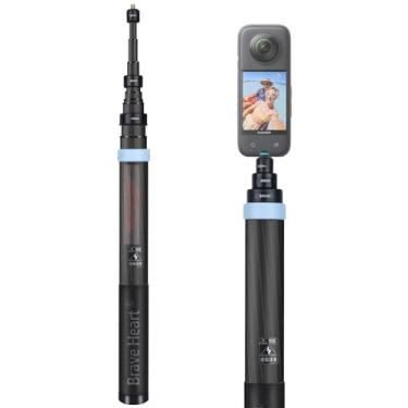 Imagem de Rukkawwa Bastão de selfie invisível de fibra de carbono estendida de 3 m para Insta360 Insta 360 X5/X4/X3/X2/ONE R/RS para acessórios GoPro max para DJI OSMO 360 (azul)