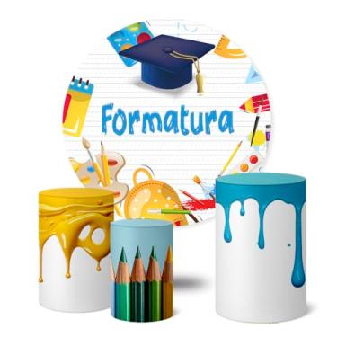 Imagem de Trio Capas Cilindro + Painel Sublimado 1,50m Formatura (K1FOR0017)